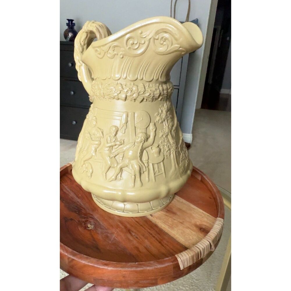 W Ridgway Tam O'Shanter Relief Jug 10.75" Hunting Scene Pitcher England Vintage